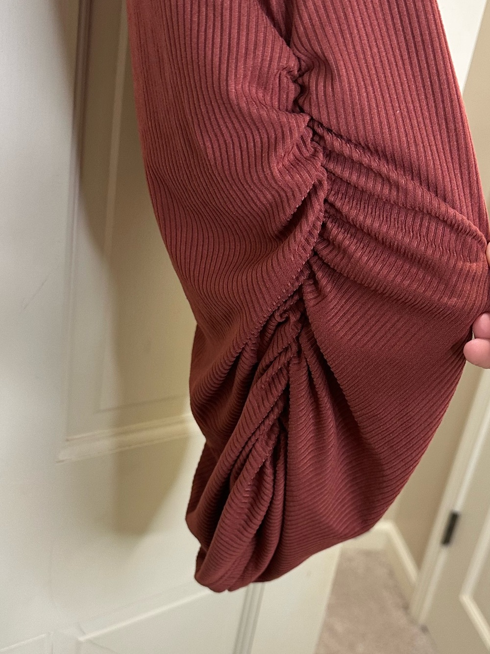 Tank Ribbed Midi Dress in Rust - Picture 3 of 4